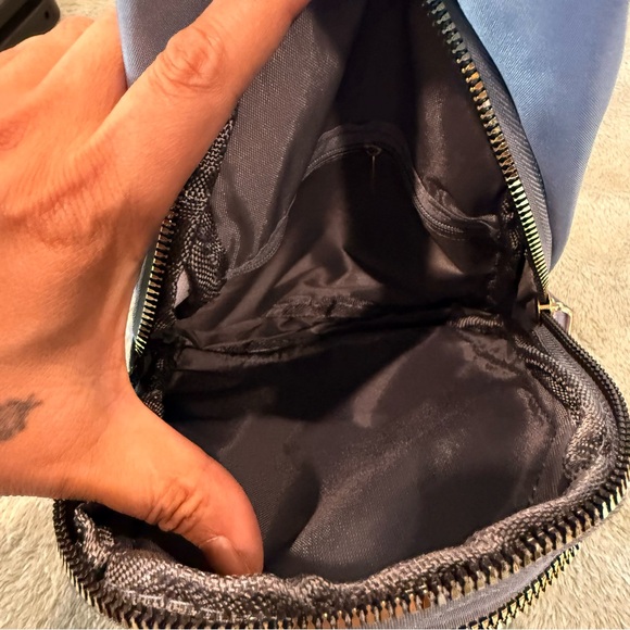 Quilted blue Crossbody Sling Bag with Gold Hardware - Picture 2 of 7